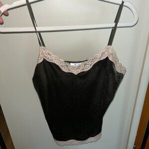 Green velvet lace camisole